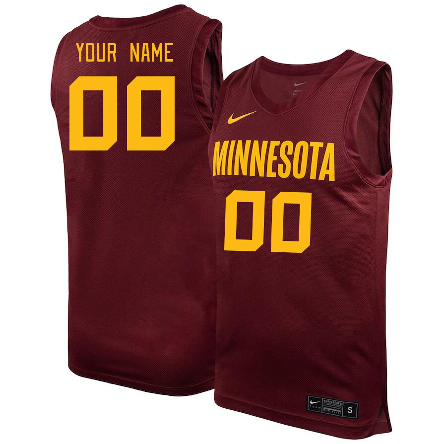 Custom Minneota Golden Gophers Name And Number College Basketball Jerseys Stitched-Maroon
